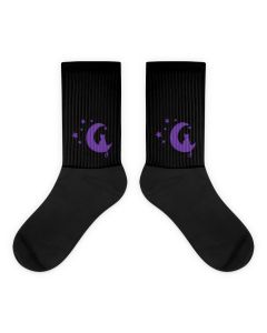 Cat Moon Black and Purple Socks