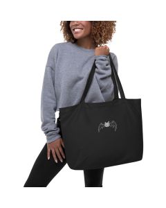 Bat Large black organic tote bag