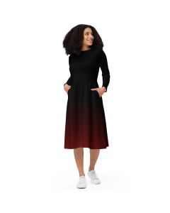 Black and Red Ombre Midi Dress