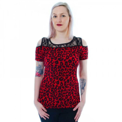 Leo Leopard Print Lace Shoulder Top
