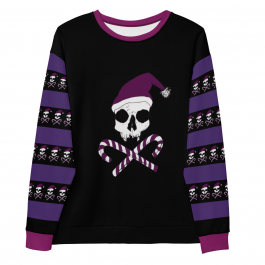 Christmas Skull Sweatshirt Candy Cane Crossbones